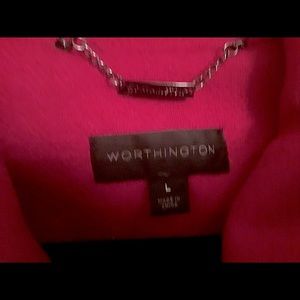 Zip front pink knee length coat size (Large)